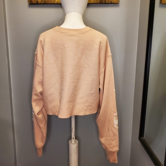 Champion Pastel Baby Pink Kawaii Crop Top long Sleeve Sweatshirt - Picture 2 of 7